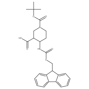 (3R,4S)-4-((((9H-fluoren-9-yl)methoxy)carbonyl)amino)-1-(tert-butoxycarbonyl)piperidine-3-carboxylic acid Structure