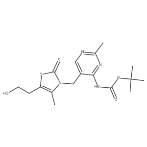 tert-butyl N-(5-{[5-(2-hydroxyethyl)-4-methyl-2-sulfanylidene-2,3-dihydro-1,3-thiazol-3-yl]methyl}-2-methylpyrimidin-4-yl)carbamate结构式