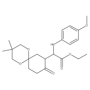 Ethyl (S)-2-((R)-3,3-dimethyl-9-oxo-1,5-dioxaspiro[5.5]undecan-8-yl)-2-((4-methoxyphenyl)amino)acetate Structure