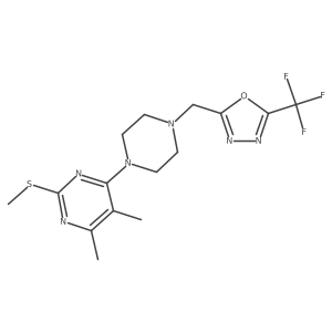 4,5-Dimethyl-2-(methylsulfanyl)-6-(4-{[5-(trifluoromethyl)-1,3,4-oxadiazol-2-yl]methyl}piperazin-1-yl)pyrimidine结构式