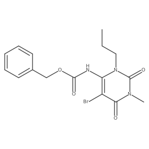 benzyl N-(5-bromo-1-methyl-2,6-dioxo-3-propyl-1,2,3,6-tetrahydropyrimidin-4-yl)carbamate结构式