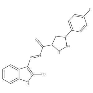 5-(4-fluorophenyl)-N-[(2-hydroxy-1H-indol-3-yl)imino]pyrazolidine-3-carboxamide结构式