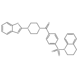 (4-(benzo[d]thiazol-2-yl)piperazin-1-yl)(4-((3,4-dihydroquinolin-1(2H)-yl)sulfonyl)phenyl)methanone结构式