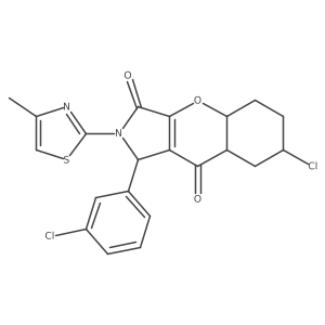 7-chloro-1-(3-chlorophenyl)-2-(4-methyl-1,3-thiazol-2-yl)-4a,5,6,7,8,8a-hexahydro-1H-chromeno[2,3-c]pyrrole-3,9-dione Structure