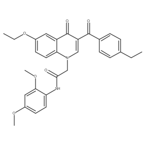 N-(2,4-dimethoxyphenyl)-2-[6-ethoxy-3-(4-ethylbenzoyl)-4-oxo-1,4-dihydroquinolin-1-yl]acetamide结构式