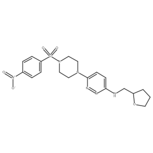 6-(4-((4-nitrophenyl)sulfonyl)piperazin-1-yl)-N-((tetrahydrofuran-2-yl)methyl)pyridazin-3-amine结构式