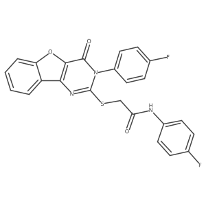 N-(4-fluorophenyl)-2-{[3-(4-fluorophenyl)-4-oxo-3,4-dihydro[1]benzofuro[3,2-d]pyrimidin-2-yl]sulfanyl}acetamide结构式
