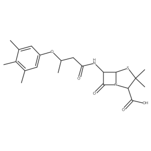 (2S,5R,6R)-3,3-Dimethyl-7-oxo-6-[[1-oxo-3-(3,4,5-trimethylphenoxy)butyl]amino]-4-thia-1-azabicyclo[3.2.0]heptane-2-carboxylic acid结构式