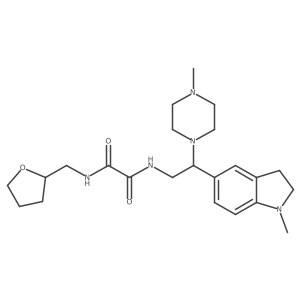 N1-(2-(1-methylindolin-5-yl)-2-(4-methylpiperazin-1-yl)ethyl)-N2-((tetrahydrofuran-2-yl)methyl)oxalamide结构式
