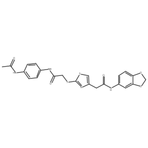 N-(4-acetamidophenyl)-2-((4-(2-(benzo[d][1,3]dioxol-5-ylamino)-2-oxoethyl)thiazol-2-yl)thio)acetamide Structure