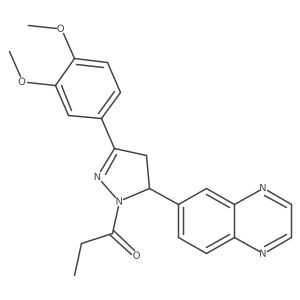 1-(3-(3,4-dimethoxyphenyl)-5-(quinoxalin-6-yl)-4,5-dihydro-1H-pyrazol-1-yl)propan-1-one Structure