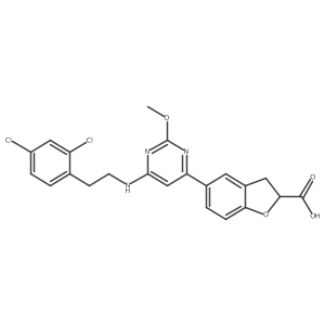 5-{6-[2-(2,4-Dichloro-phenyl)-ethylamino]-2-methoxy-pyrimidin-4-yl}-2,3-dihydro-benzofuran-2-carboxylic acid Structure