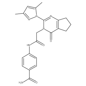 4-(2-(2-(3,5-dimethyl-1H-pyrazol-1-yl)-4-oxo-4,5,6,7-tetrahydro-3H-cyclopenta[d]pyrimidin-3-yl)acetamido)benzamide结构式