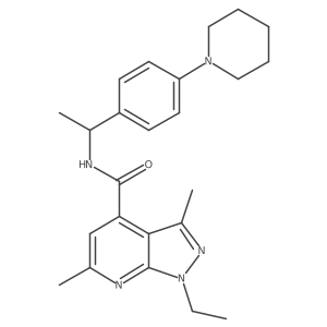 1-Ethyl-3,6-dimethyl-N~4~-[1-(4-piperidinophenyl)ethyl]-1H-pyrazolo[3,4-B]pyridine-4-carboxamide Structure
