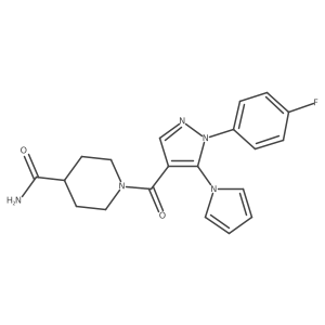 1-{[1-(4-fluorophenyl)-5-(1H-pyrrol-1-yl)-1H-pyrazol-4-yl]carbonyl}piperidine-4-carboxamide Structure