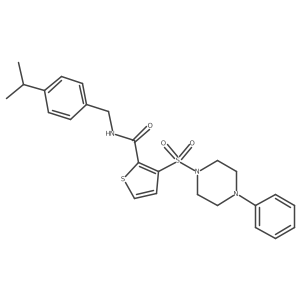 3-[(4-phenylpiperazin-1-yl)sulfonyl]-N-{[4-(propan-2-yl)phenyl]methyl}thiophene-2-carboxamide结构式