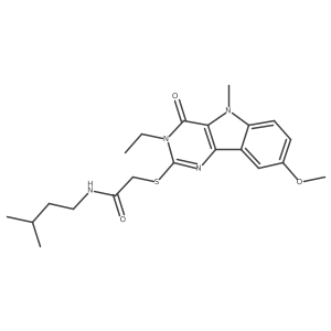2-({3-ethyl-8-methoxy-5-methyl-4-oxo-3H,4H,5H-pyrimido[5,4-b]indol-2-yl}sulfanyl)-N-(3-methylbutyl)acetamide结构式