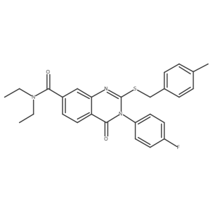 N,N-diethyl-3-(4-fluorophenyl)-2-((4-methylbenzyl)thio)-4-oxo-3,4-dihydroquinazoline-7-carboxamide结构式