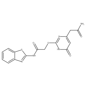 2-((4-(2-amino-2-oxoethyl)-6-oxo-1,6-dihydropyrimidin-2-yl)thio)-N-(benzo[d]thiazol-2-yl)acetamide Structure