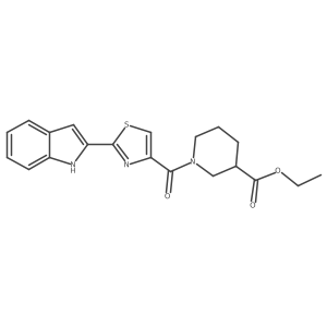 ethyl 1-(2-(1H-indol-2-yl)thiazole-4-carbonyl)piperidine-3-carboxylate结构式