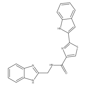 N-((1H-benzo[d]imidazol-2-yl)methyl)-2-(1H-indol-2-yl)thiazole-4-carboxamide结构式