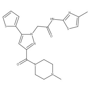 2-(3-(4-methylpiperazine-1-carbonyl)-5-(thiophen-2-yl)-1H-pyrazol-1-yl)-N-(4-methylthiazol-2-yl)acetamide Structure