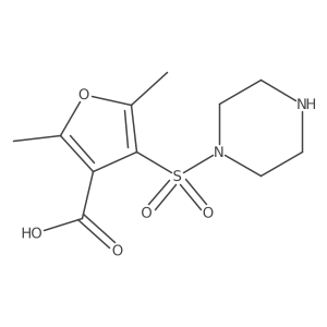 2,5-Dimethyl-4-(piperazine-1-sulfonyl)furan-3-carboxylic acid结构式