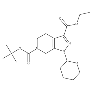 6-(tert-Butyl) 3-ethyl 1-tetrahydro-2H-pyran-2-yl-1,4,5,7-tetrahydro-6H-pyrazolo[3,4-c]pyridine-3,6-dicarboxylate结构式