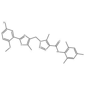 1-((2-(5-bromo-2-methoxyphenyl)-5-methyloxazol-4-yl)methyl)-N-mesityl-5-methyl-1H-1,2,3-triazole-4-carboxamide Structure