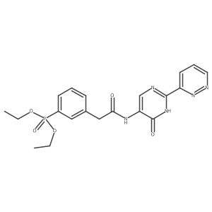 Diethyl 3-(2-(4-hydroxy-2-(pyridazin-3-yl)pyrimidin-5-ylamino)-2-oxoethyl)phenyl-phosphonate Structure