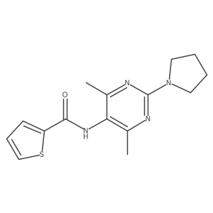 N-(4,6-dimethyl-2-(pyrrolidin-1-yl)pyrimidin-5-yl)thiophene-2-carboxamide结构式