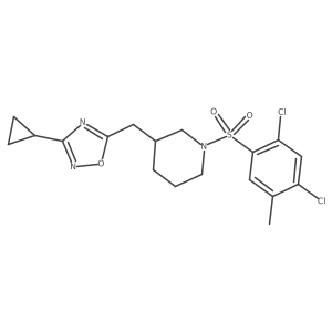 3-Cyclopropyl-5-((1-((2,4-dichloro-5-methylphenyl)sulfonyl)piperidin-3-yl)methyl)-1,2,4-oxadiazole结构式