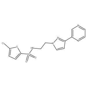 5-chloro-N-(2-(3-(pyrazin-2-yl)-1H-pyrazol-1-yl)ethyl)thiophene-2-sulfonamide结构式