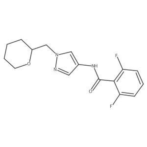 2,6-difluoro-N-(1-((tetrahydro-2H-pyran-2-yl)methyl)-1H-pyrazol-4-yl)benzamide结构式