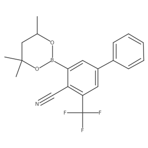 4-Phenyl-2-(trifluoromethyl)-6-(4,4,6-trimethyl-1,3,2-dioxaborinan-2-yl)benzonitrile结构式