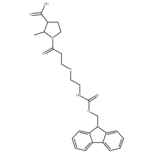 1-{3-[2-({[(9H-fluoren-9-yl)methoxy]carbonyl}amino)ethoxy]propanoyl}-2-methylpyrrolidine-3-carboxylic acid Structure