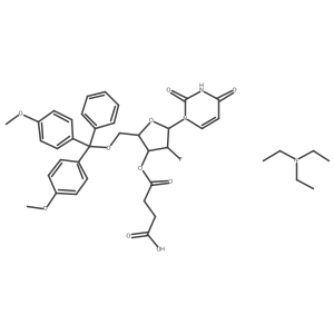 Triethylamine 4-(((2R,3R,4R,5R)-2-((bis(4-methoxyphenyl)(phenyl)methoxy)methyl)-5-(2,4-dioxo-3,4-dihydropyrimidin-1(2H)-yl)-4-fluorotetrahydrofuran-3-yl)oxy)-4-oxobutanoate Structure