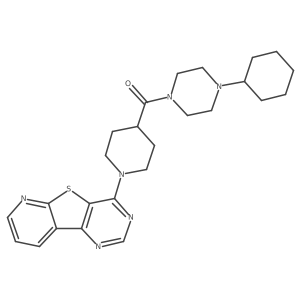 6-[4-(4-Cyclohexylpiperazine-1-carbonyl)piperidin-1-yl]-8-thia-3,5,10-triazatricyclo[7.4.0.0^{2,7}]trideca-1(13),2(7),3,5,9,11-hexaene Structure