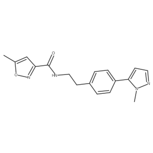 5-methyl-N-{2-[4-(1-methyl-1H-pyrazol-5-yl)phenyl]ethyl}-1,2-oxazole-3-carboxamide结构式