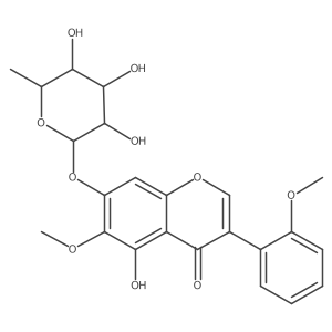 7-[(6-Deoxy-I+/--L-mannopyranosyl)oxy]-5-hydroxy-6-methoxy-3-(2-methoxyphenyl)-4H-1-benzopyran-4-one结构式