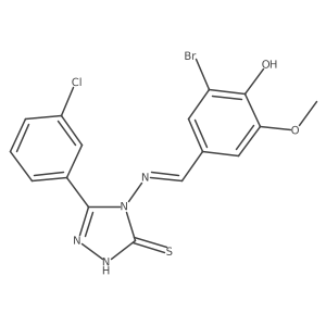 2-bromo-4-((E)-{[3-(3-chlorophenyl)-5-sulfanyl-4H-1,2,4-triazol-4-yl]imino}methyl)-6-methoxyphenol Structure