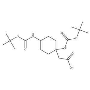 2-[1,4-Bis({[(tert-butoxy)carbonyl]amino})cyclohexyl]acetic acid结构式