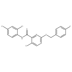 5-chloro-N-(2,4-dichlorophenyl)-2-[(4-fluorobenzyl)sulfanyl]pyrimidine-4-carboxamide Structure