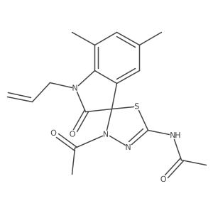 N-(4-acetyl-5',7'-dimethyl-2'-oxo-1'-prop-2-enylspiro[1,3,4-thiadiazole-5,3'-indole]-2-yl)acetamide Structure