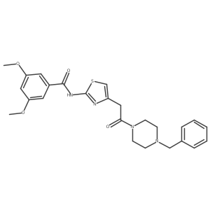 N-(4-(2-(4-benzylpiperazin-1-yl)-2-oxoethyl)thiazol-2-yl)-3,5-dimethoxybenzamide结构式