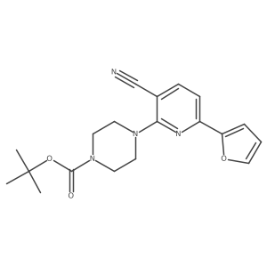 Tert-butyl 4-[3-cyano-6-(furan-2-yl)pyridin-2-yl]piperazine-1-carboxylate结构式