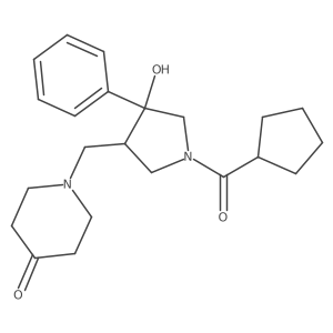 1-{[(3S,4R)-1-cyclopentanecarbonyl-4-hydroxy-4-phenylpyrrolidin-3-yl]methyl}piperidin-4-one结构式