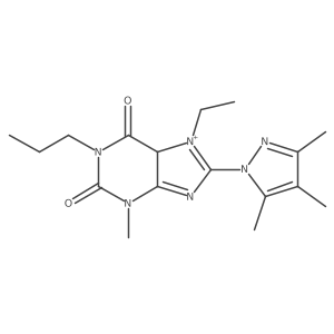 7-ethyl-3-methyl-1-propyl-8-(3,4,5-trimethylpyrazol-1-yl)-5H-purin-7-ium-2,6-dione Structure