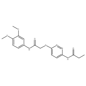 N-(6-((2-((3,4-dimethoxyphenyl)amino)-2-oxoethyl)thio)pyridazin-3-yl)propionamide结构式