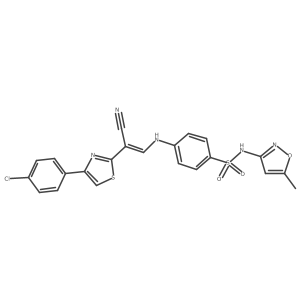 (Z)-4-((2-(4-(4-chlorophenyl)thiazol-2-yl)-2-cyanovinyl)amino)-N-(5-methylisoxazol-3-yl)benzenesulfonamide结构式
